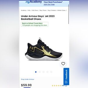 Under Armour Size 4.5 Unisex Youth Shoes